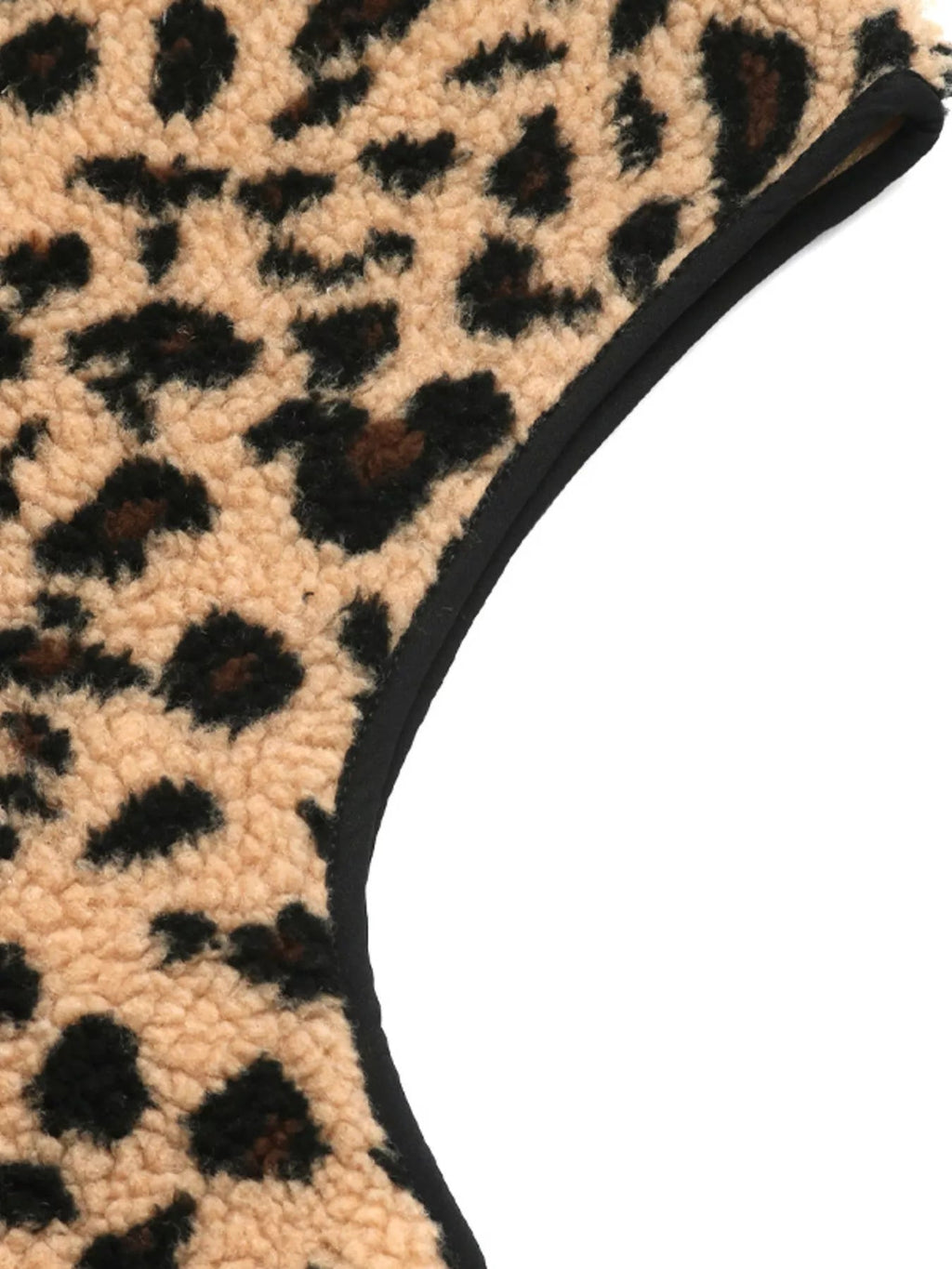 Leopard Fleece Pocket Vest Coat