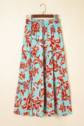 Boho Floral Tiered Slit Maxi Skirt
