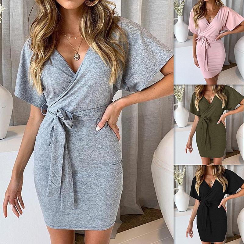 Midnight Muse V-Neck Mini - Sleek Bodycon Evening Dress