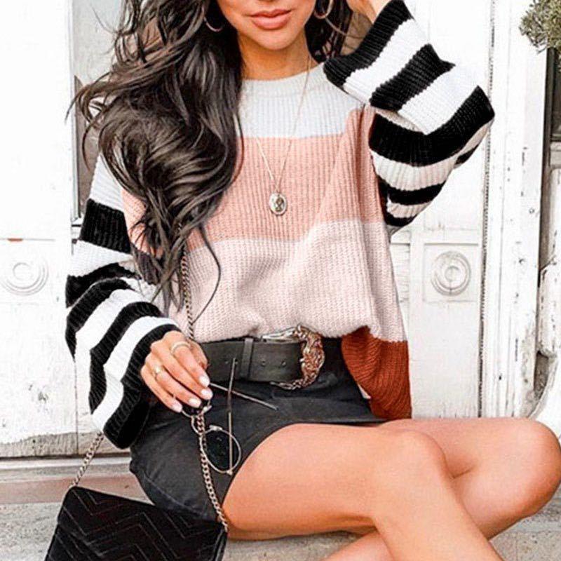 Aurora Color-Block Sweater - Modern Spliced Winter Knitwear