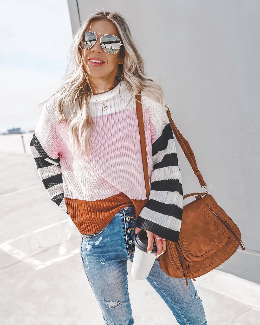 Aurora Color-Block Sweater - Modern Spliced Winter Knitwear