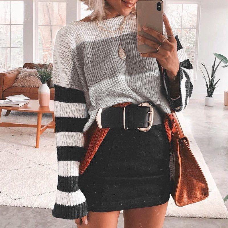 Aurora Color-Block Sweater - Modern Spliced Winter Knitwear