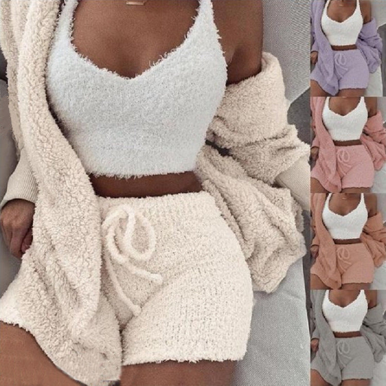 Trifecta Ribbed Lounge Set - Versatile Crop & Shorts Trio
