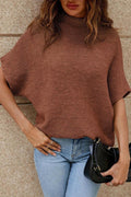 Coffee High-Neck Short Sleeve Sweater