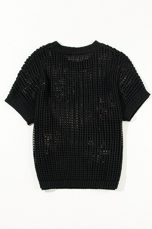 Crochet Flower Hollow-Out Sweater