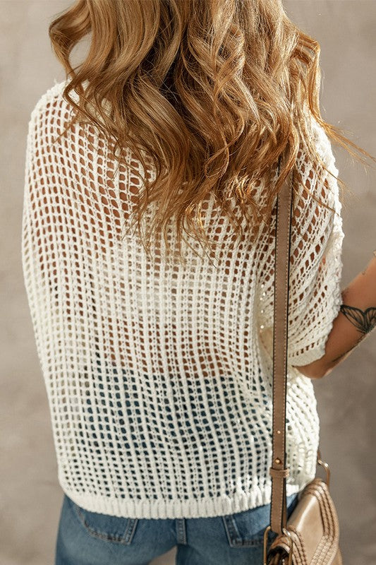 Crochet Flower Hollow-Out Sweater