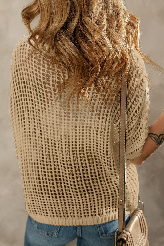 Crochet Flower Hollow-Out Sweater