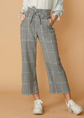 Plaid Tie-Waist Cropped Pants