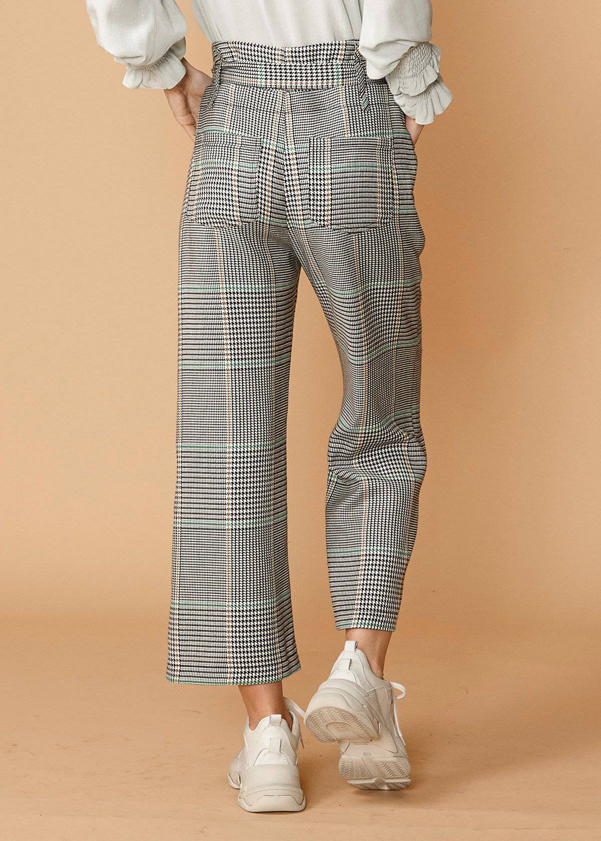 Plaid Tie-Waist Cropped Pants