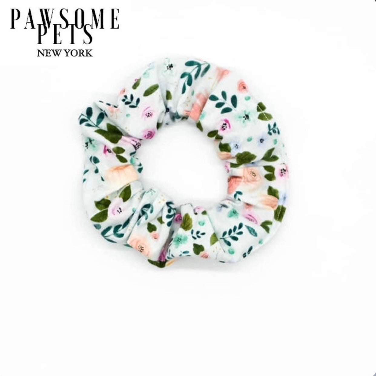 White Floral Scrunchie