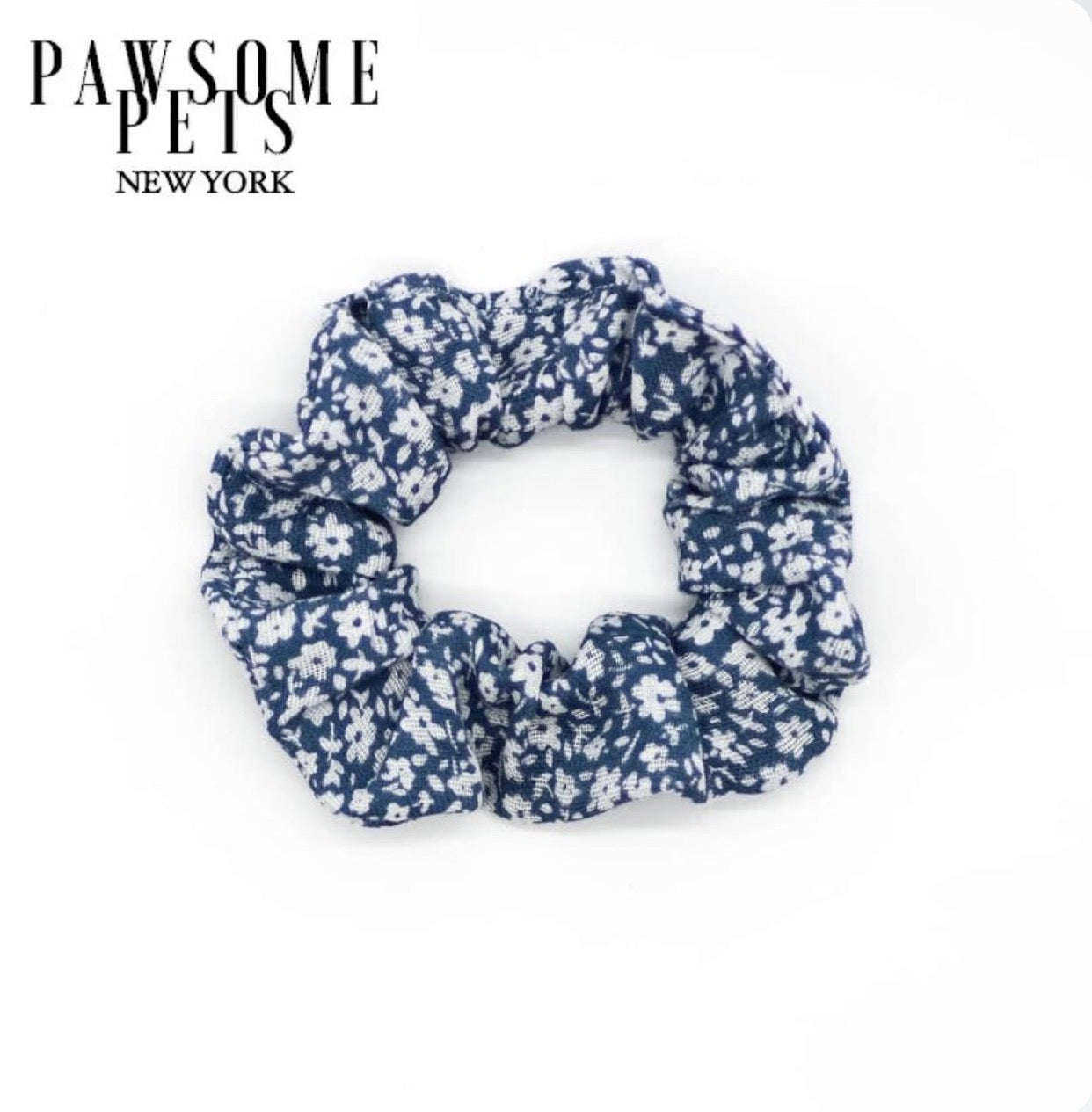 Floral Blue Scrunchie