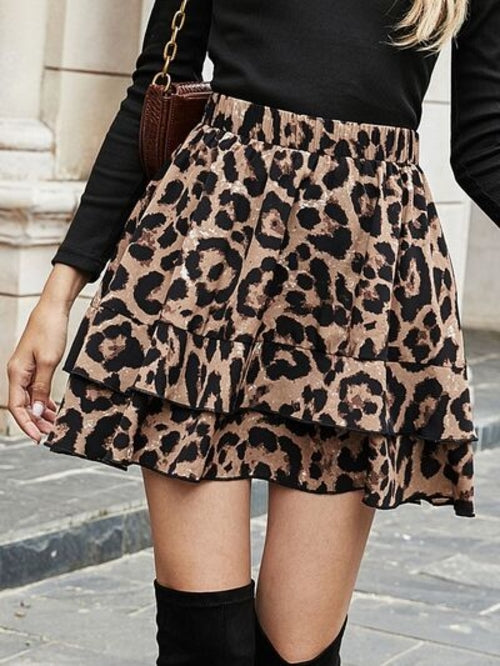 Munsieur Leopard Ruffle Luxury Skirt
