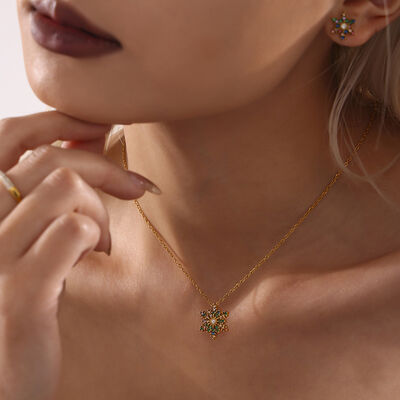 Inland Zircon Snowflake Stainless Necklace