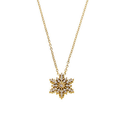 Inland Zircon Snowflake Stainless Necklace