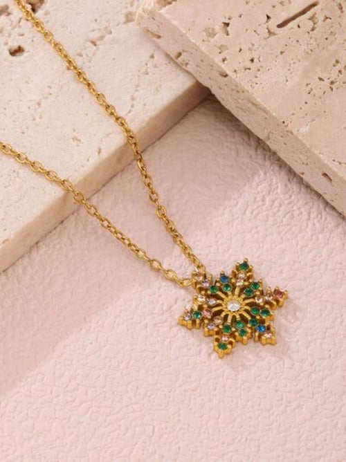 Inland Zircon Snowflake Stainless Necklace