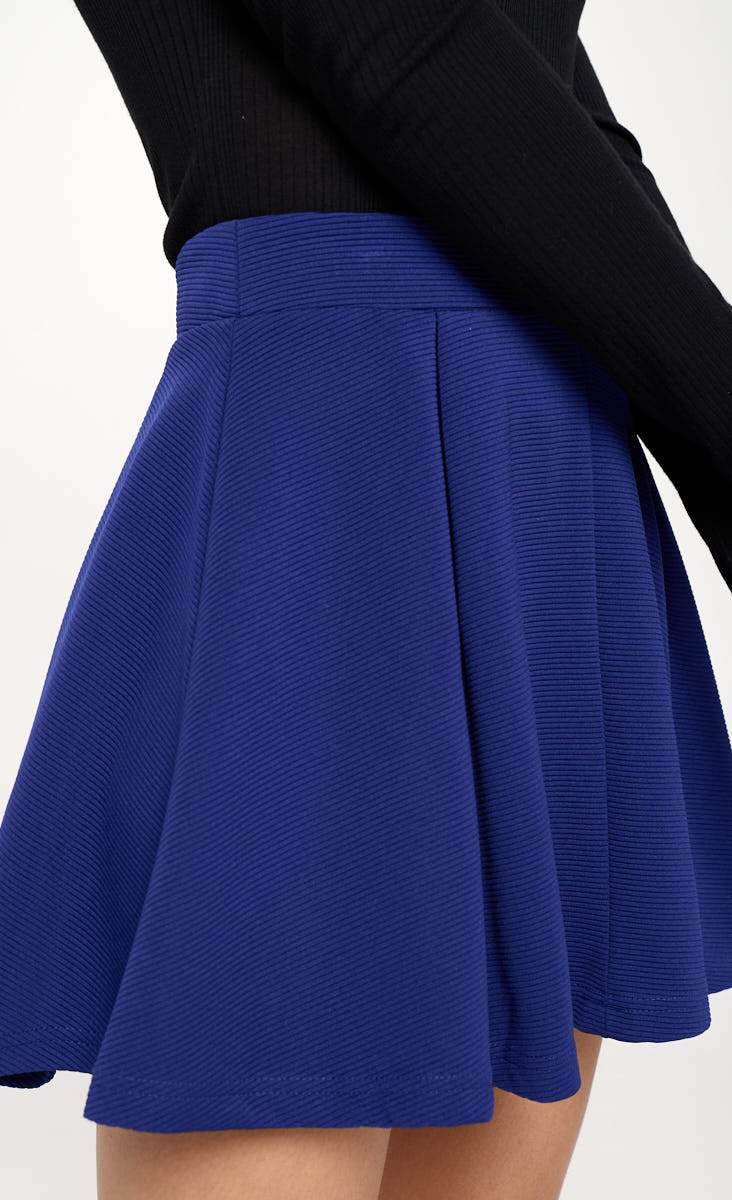 High-Waisted Pleated Skater Mini Skirt
