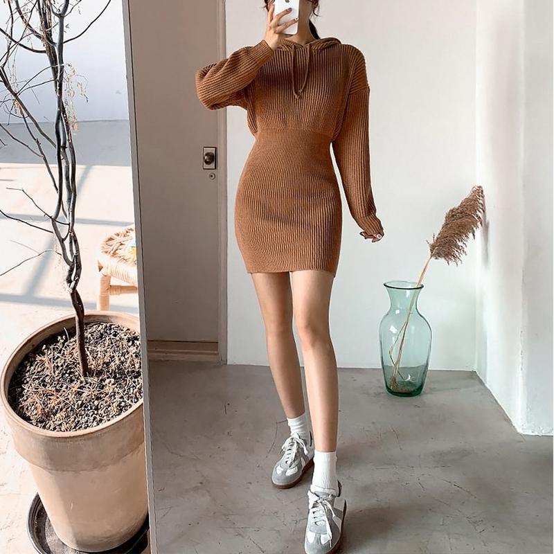 Urban Drape Hooded Dress - Relaxed Batwing Knitwear