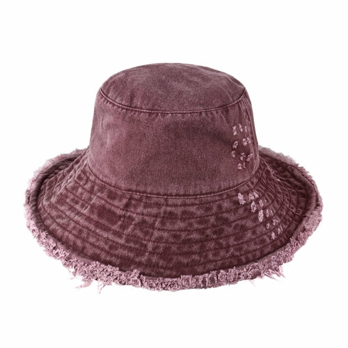 Wide Brim Frayed Bucket Hat – Lightweight Summer Sun Hat for Women