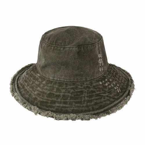 Wide Brim Frayed Bucket Hat – Lightweight Summer Sun Hat for Women