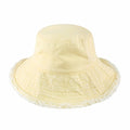 Wide Brim Frayed Bucket Hat – Lightweight Summer Sun Hat for Women