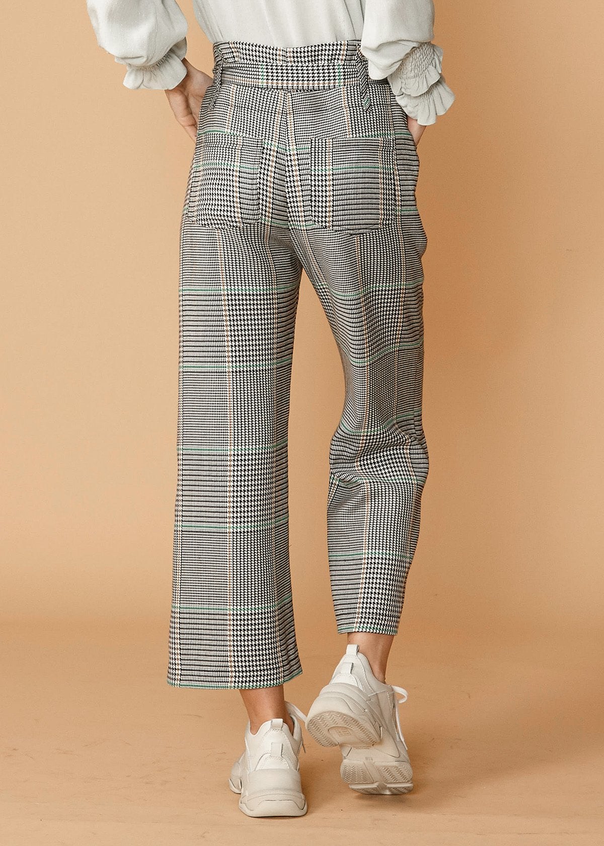 Plaid Tie-Waist Cropped Pants