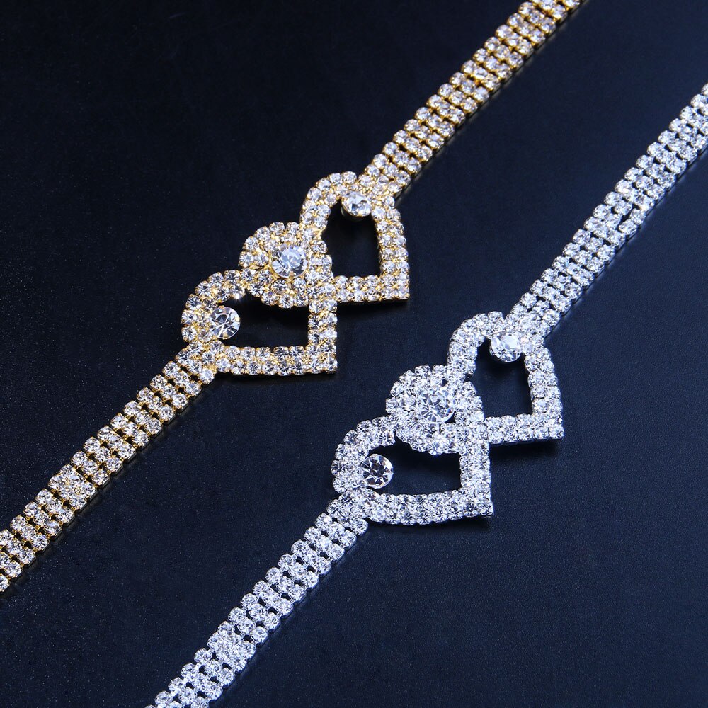 Double Heart Anklet Bracelet