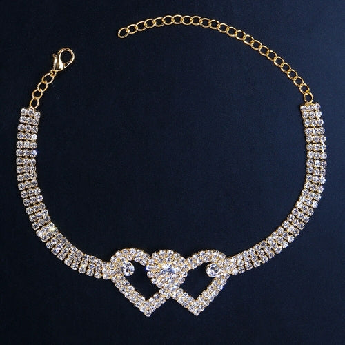 Double Heart Anklet Bracelet