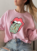 Hippie Floral Tongue Sweatshirt