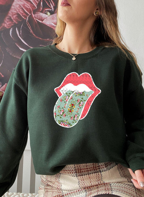 Hippie Floral Tongue Sweatshirt
