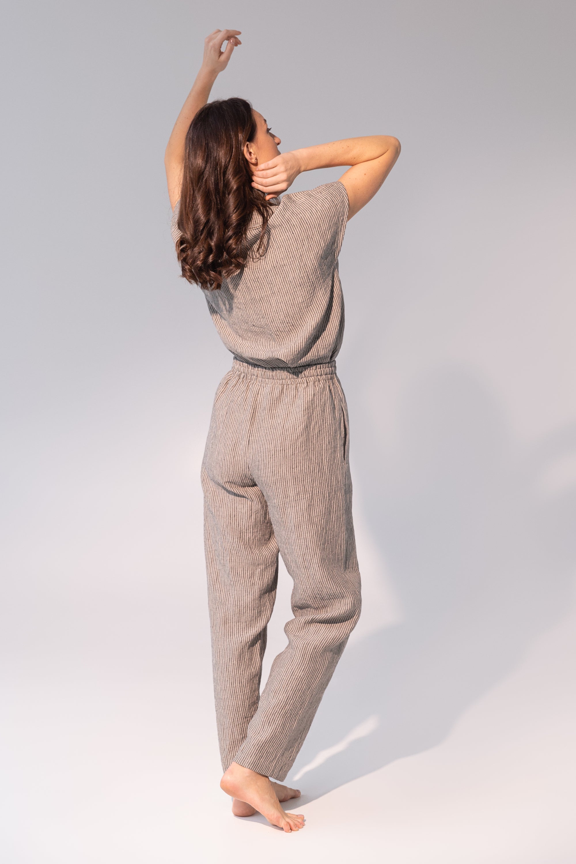 Shadow Stripe Linen Set - Premium Breathable Loungewear