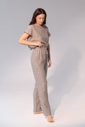 Shadow Stripe Linen Set - Premium Breathable Loungewear