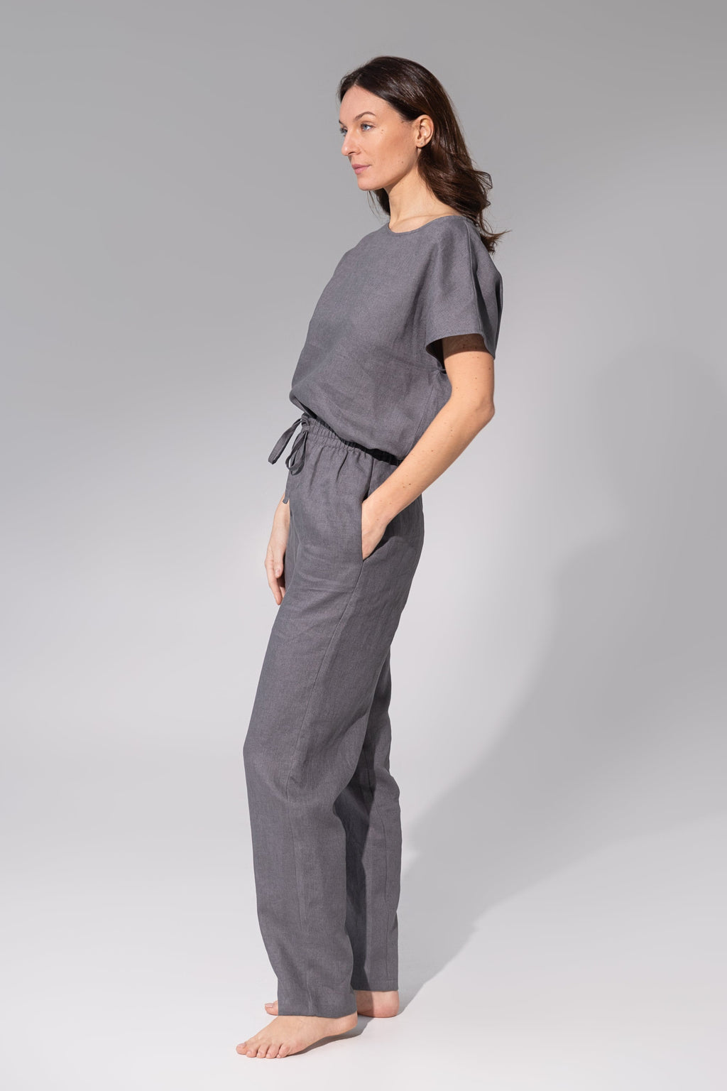 Shadow Stripe Linen Set - Premium Breathable Loungewear
