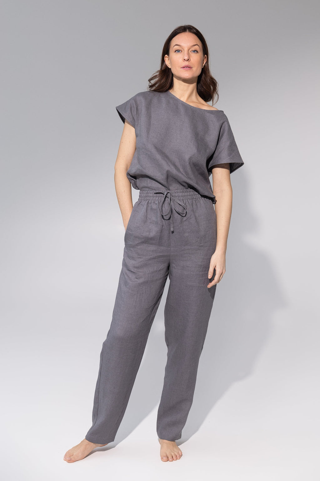 Shadow Stripe Linen Set - Premium Breathable Loungewear