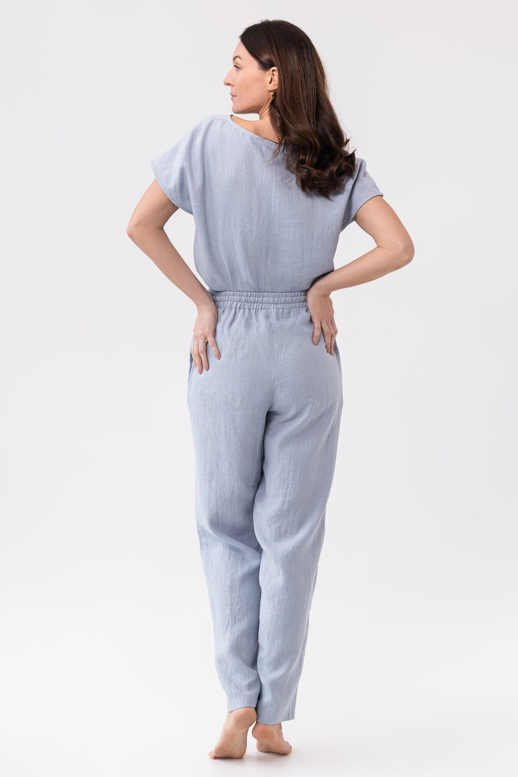 Cloudy Stripe Linen Set - Breathable Natural Loungewear
