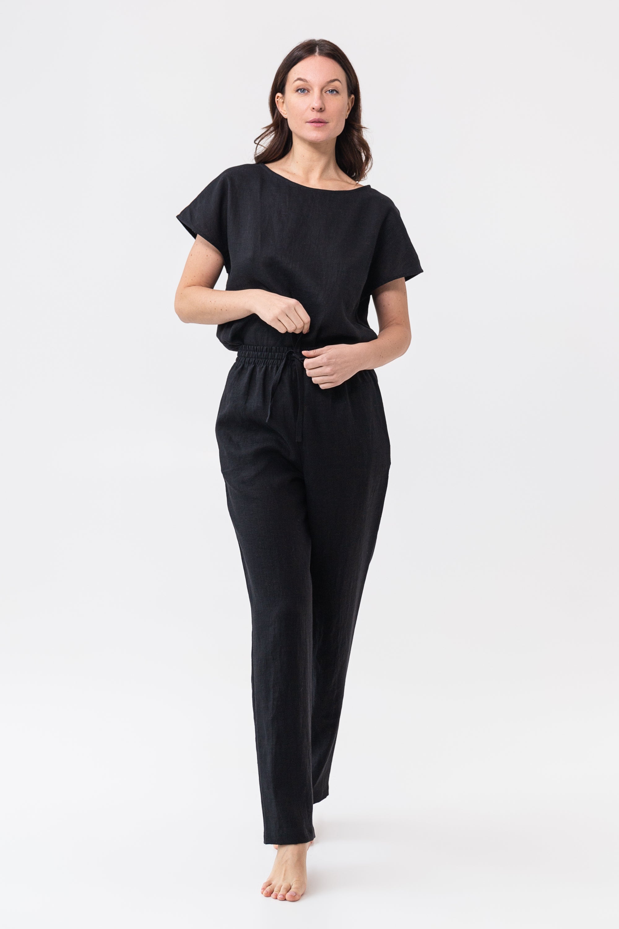 Shadow Stripe Linen Set - Premium Breathable Loungewear