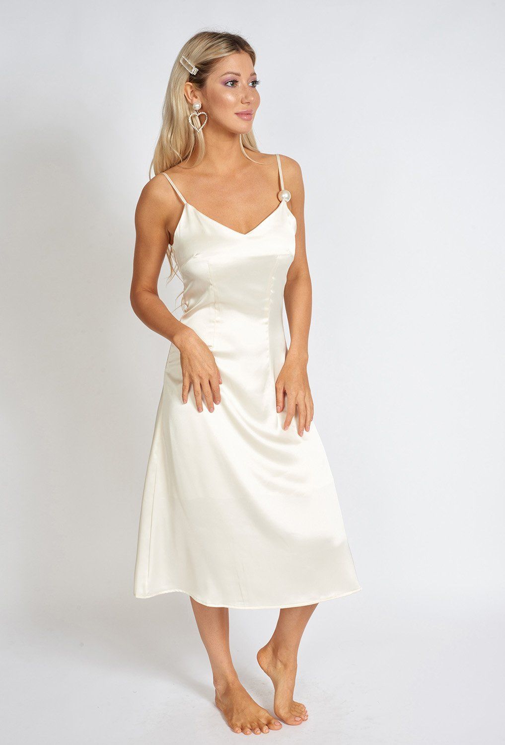 Léonie Pearl Satin Slip Slip Dress