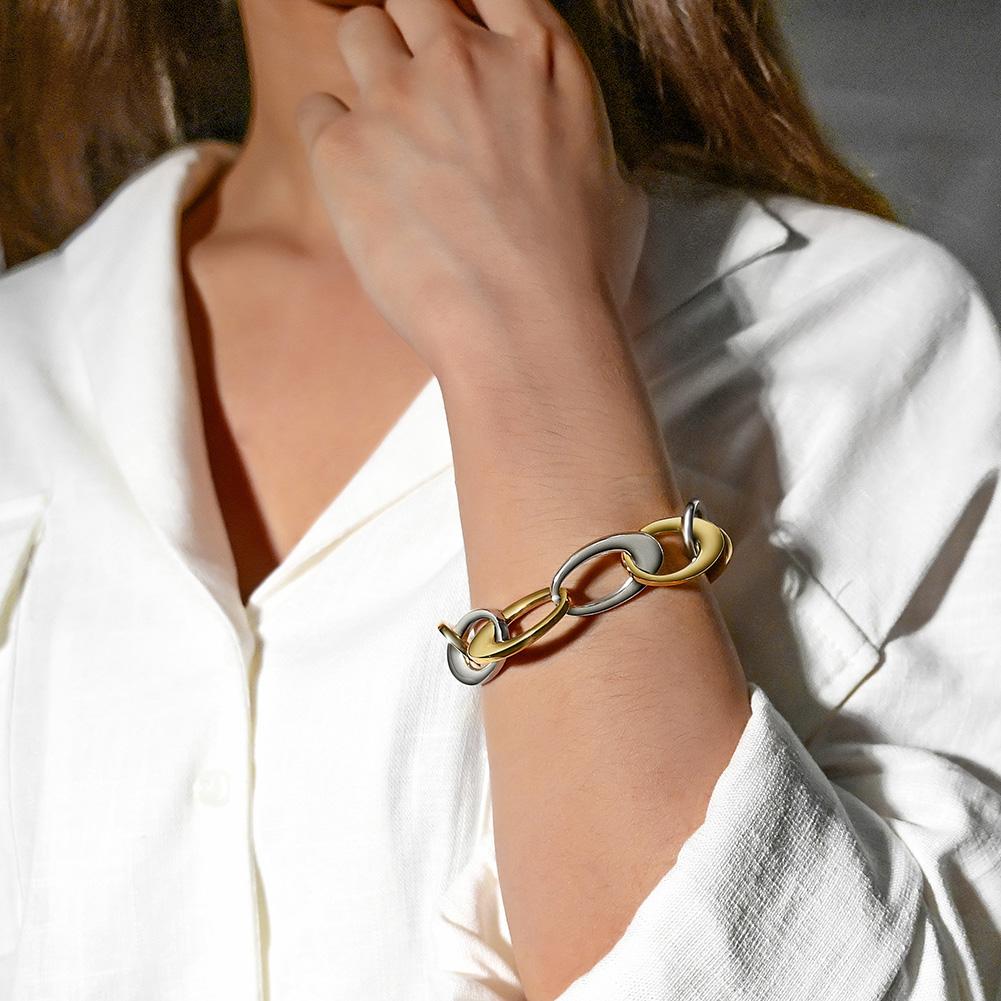 Two-Tone Oval Link Bracelet