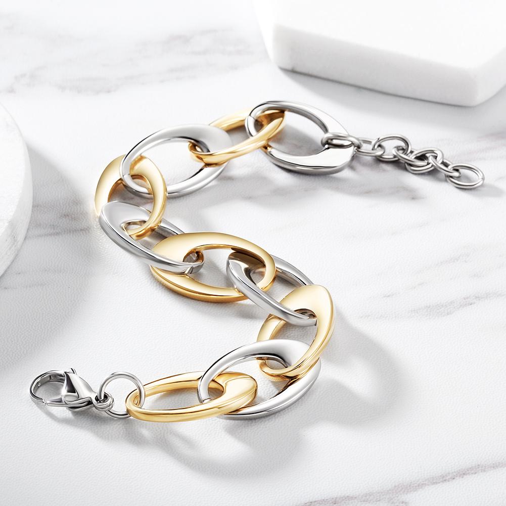 Two-Tone Oval Link Bracelet