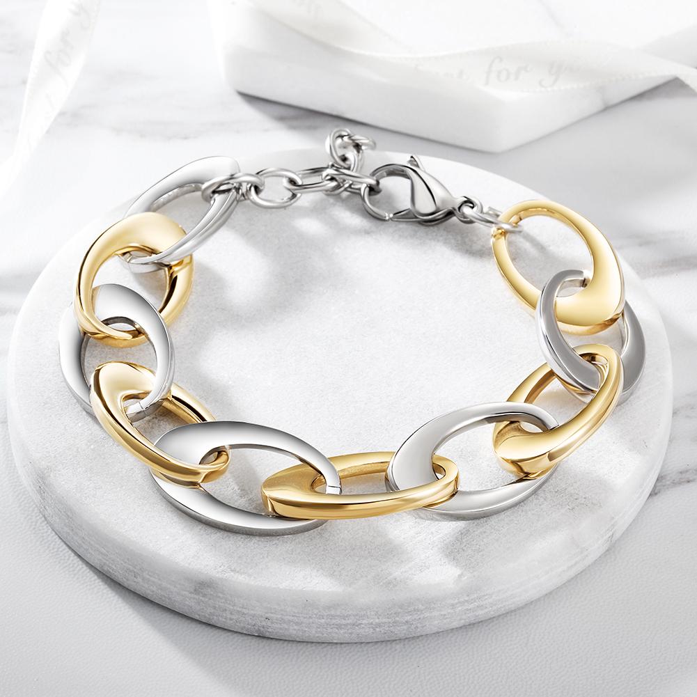 Two-Tone Oval Link Bracelet