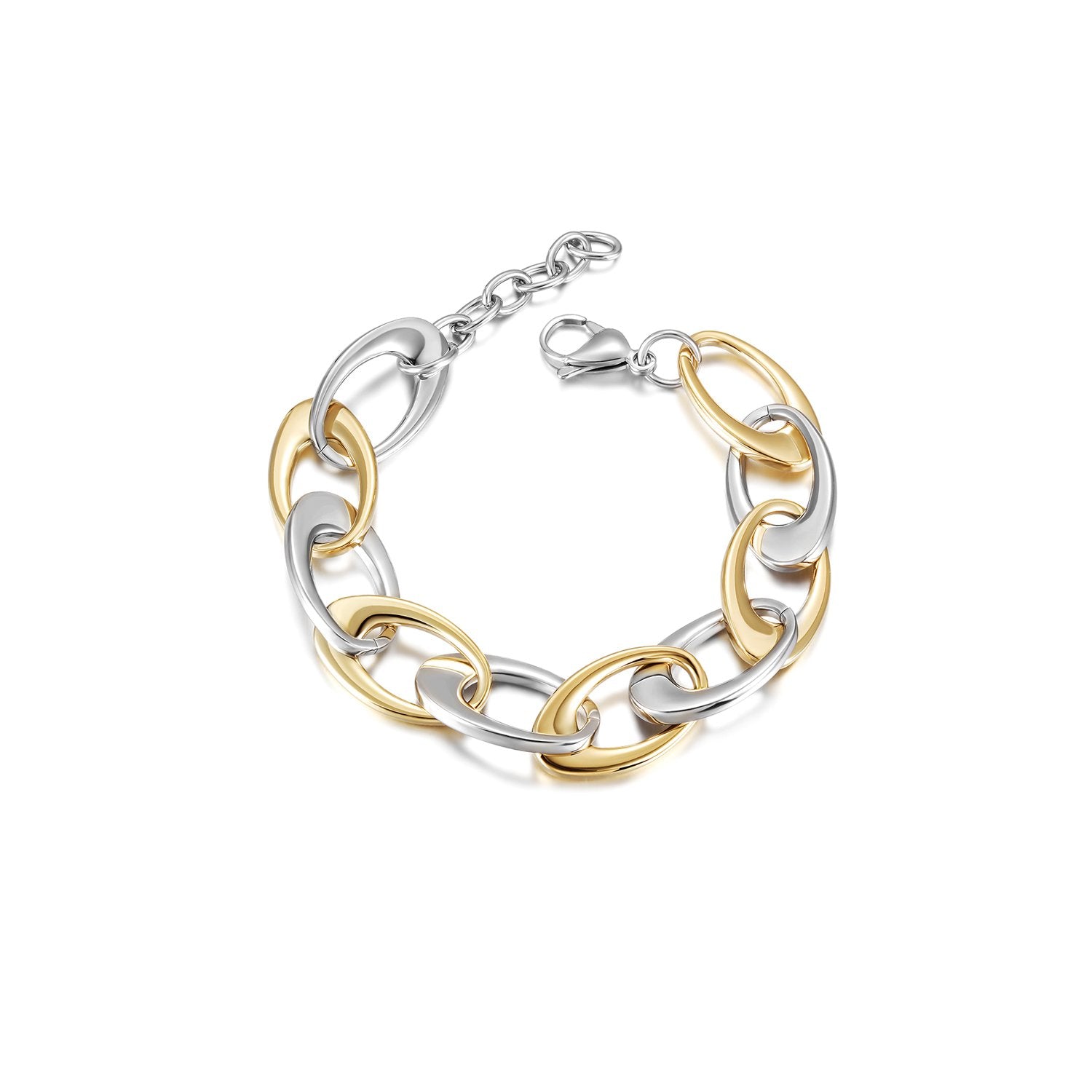 Two-Tone Oval Link Bracelet