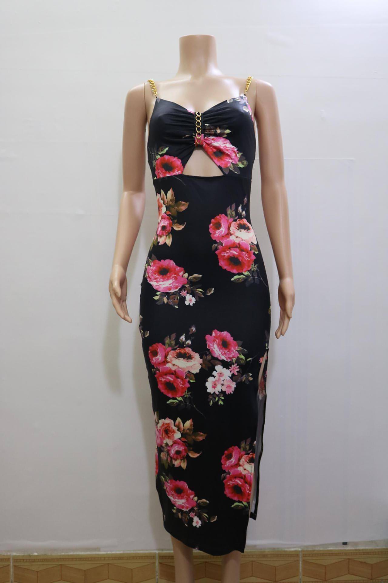Flora Breeze Split Dress - Elegant Spaghetti-Strap Sundress