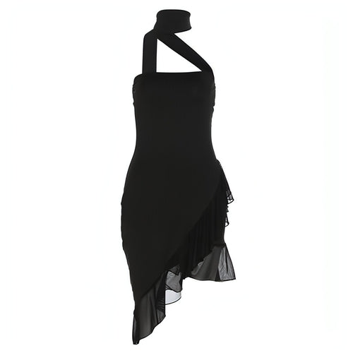 Halter Off-Shoulder Slim Fit Selvedge Dress