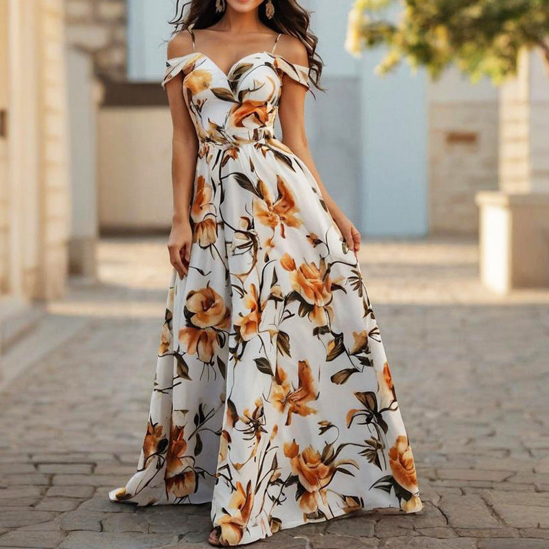 Printed Bandeau Sling Summer Mini Dress