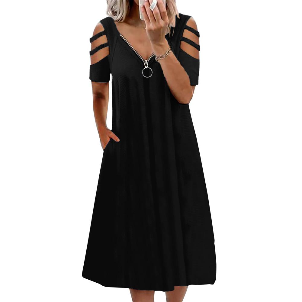 Solar Flare V-Neck Romper - Chic Zippered Summer Playsuit