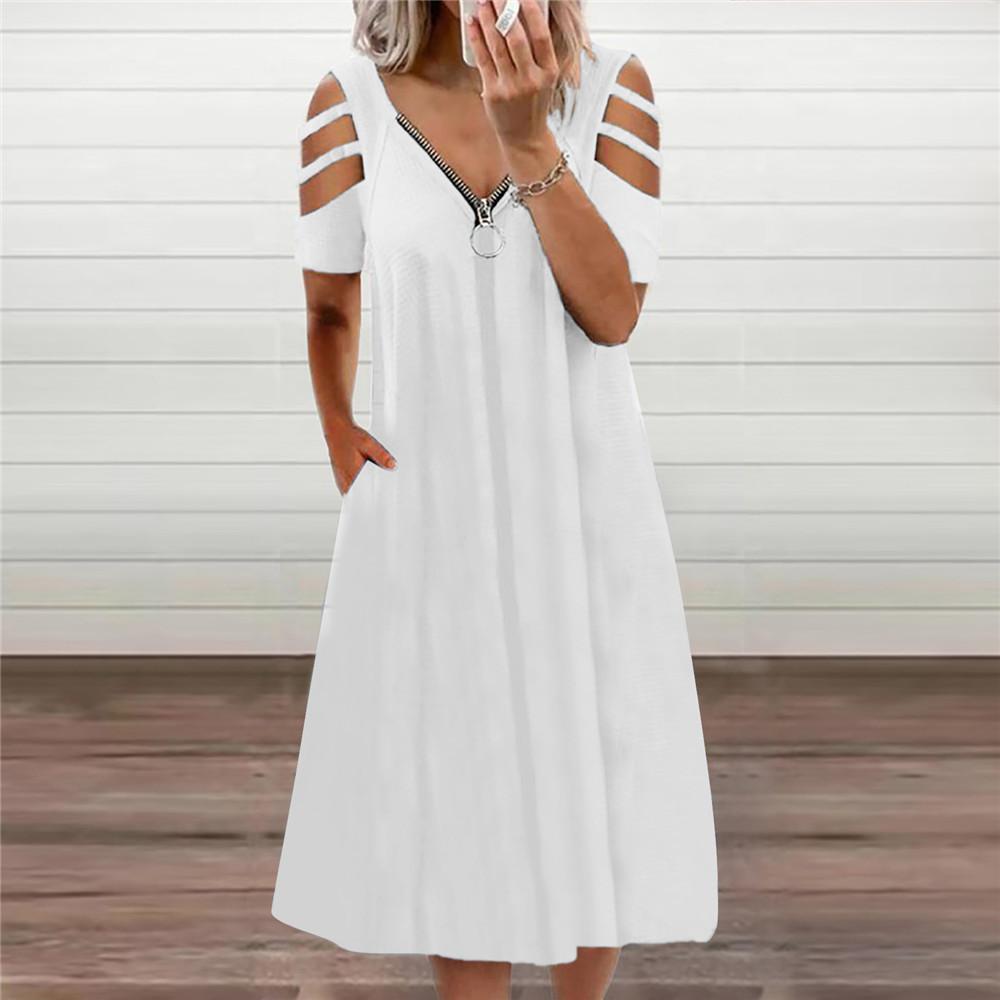 Solar Flare V-Neck Romper - Chic Zippered Summer Playsuit