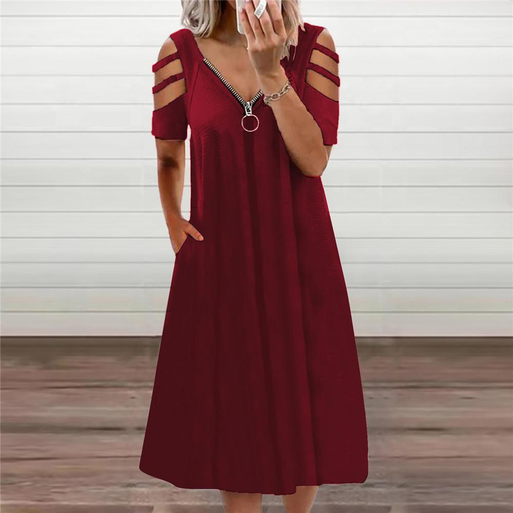 Solar Flare V-Neck Romper - Chic Zippered Summer Playsuit