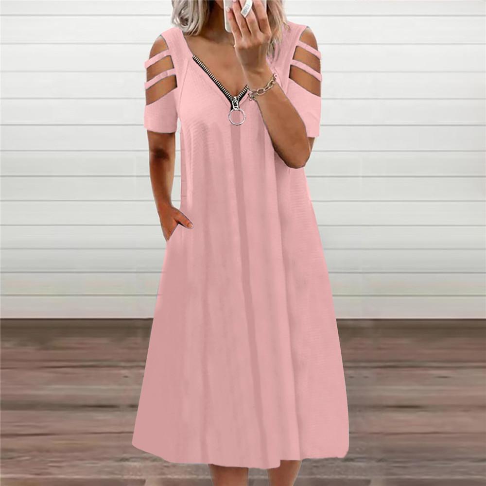 Solar Flare V-Neck Romper - Chic Zippered Summer Playsuit