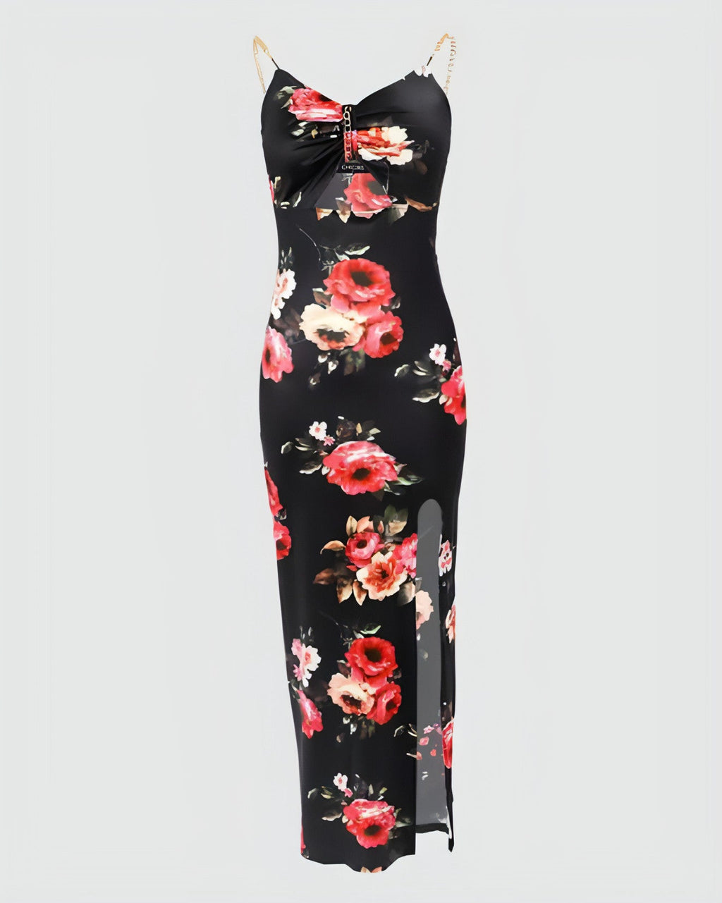 Flora Breeze Split Dress - Elegant Spaghetti-Strap Sundress