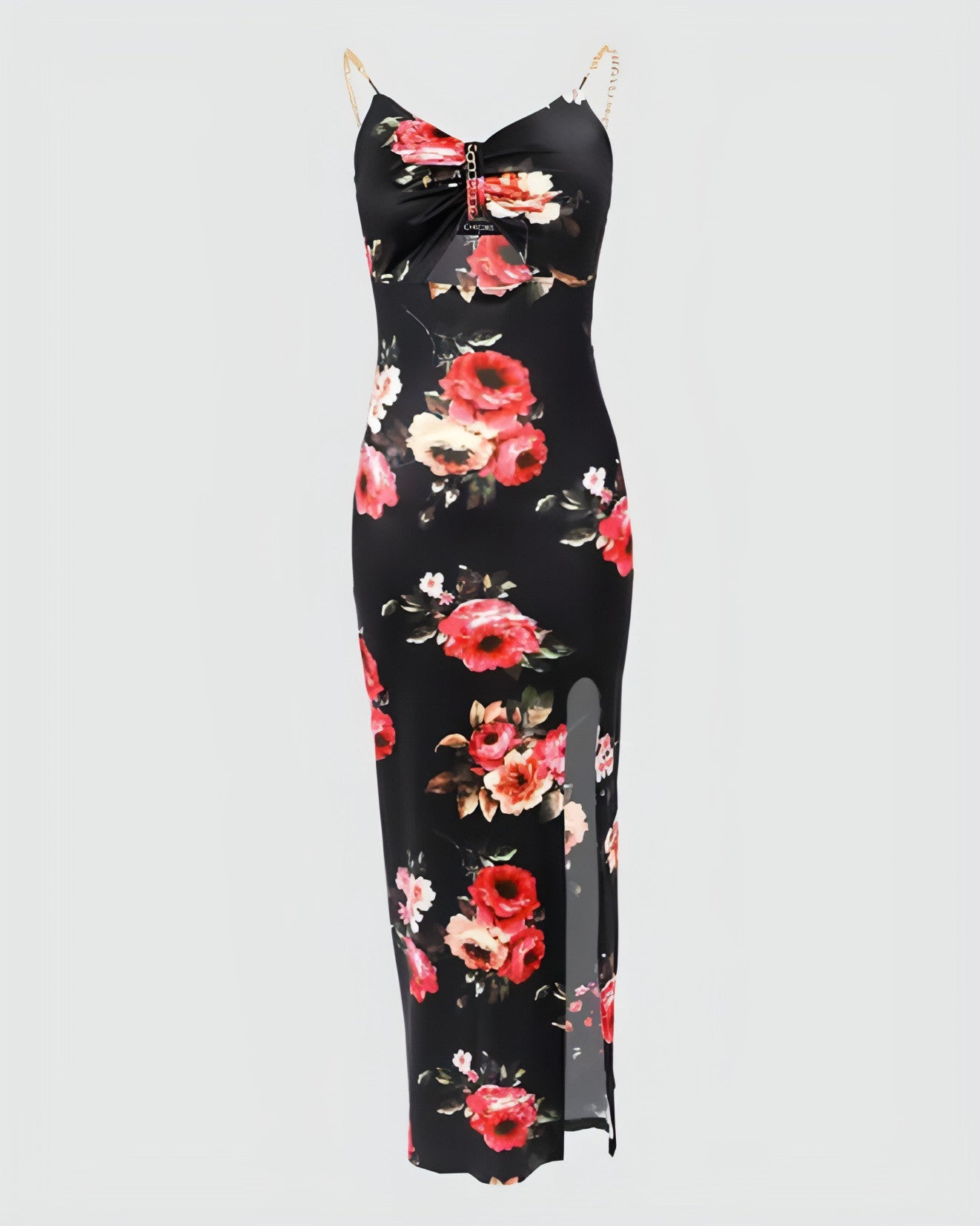 Flora Breeze Split Dress - Elegant Spaghetti-Strap Sundress