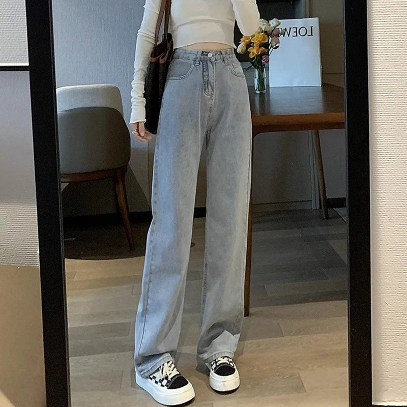 Vintage High-Waist Wide-Leg Fashion Jeans